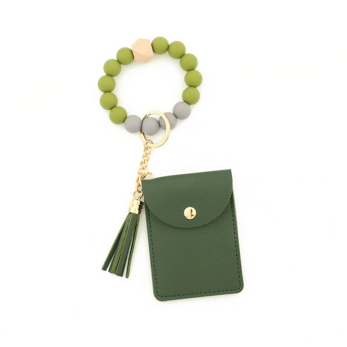 SOLID PU CARD WALLET WITH TASSEL BEAD STRAP_CWAB4967