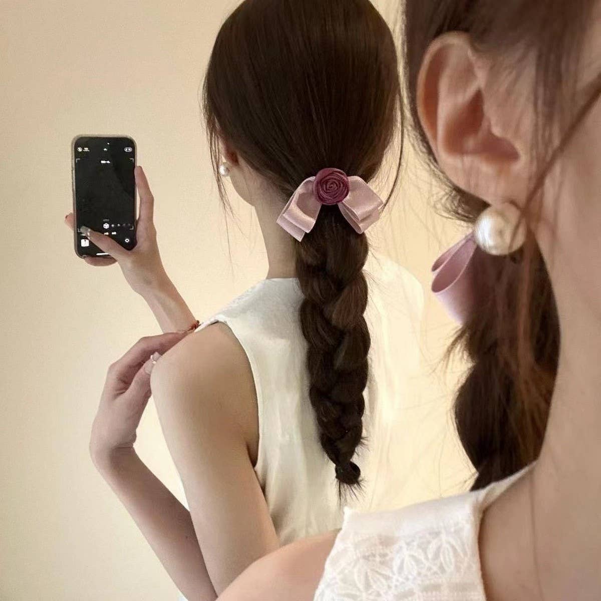 ROSE BOW EDGE CLIP DUCK BILL HAIR CLIP_CWAHA1276