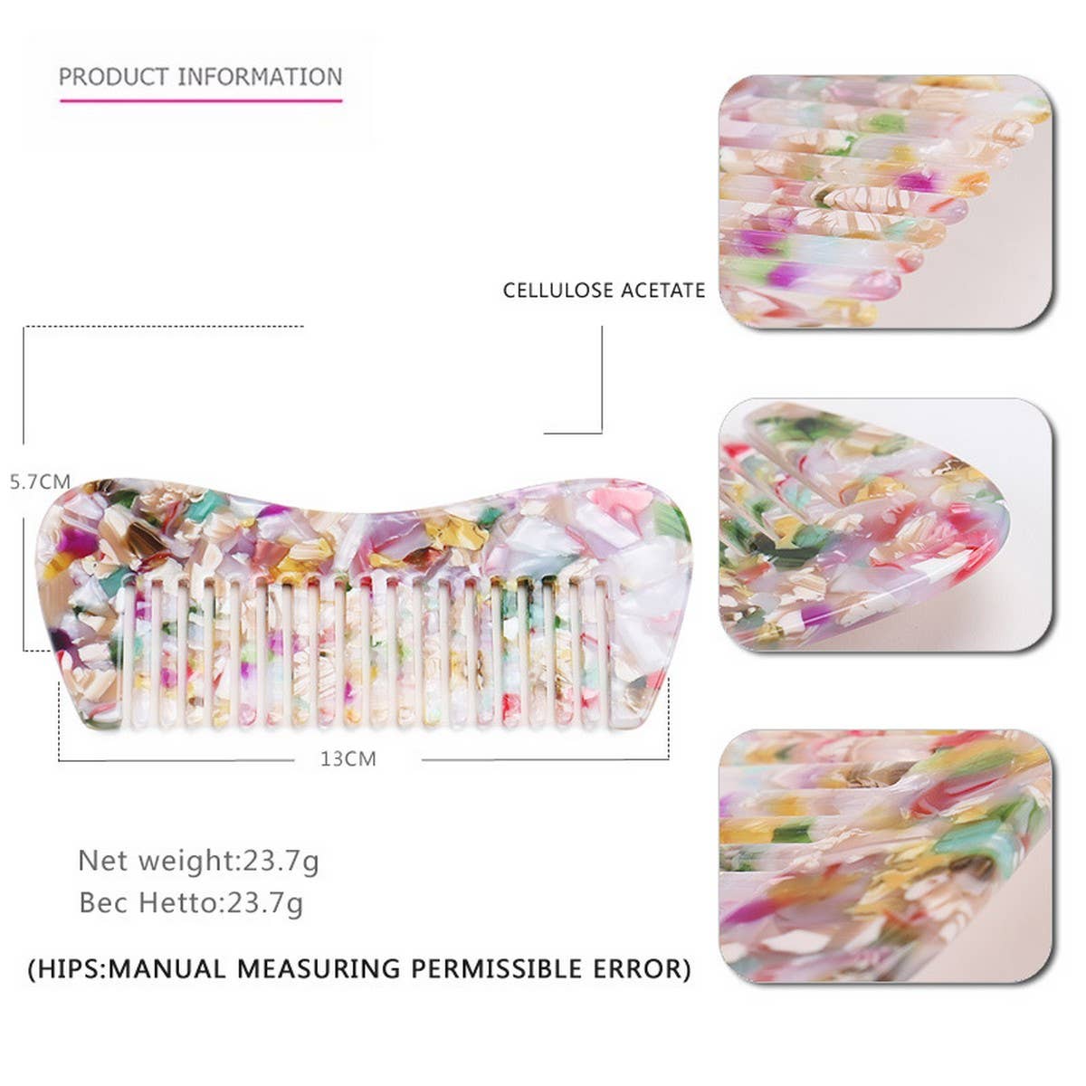 ACETATE 4MM COMB GRADIENT TEETH HAIR COMB_CWAHA4189