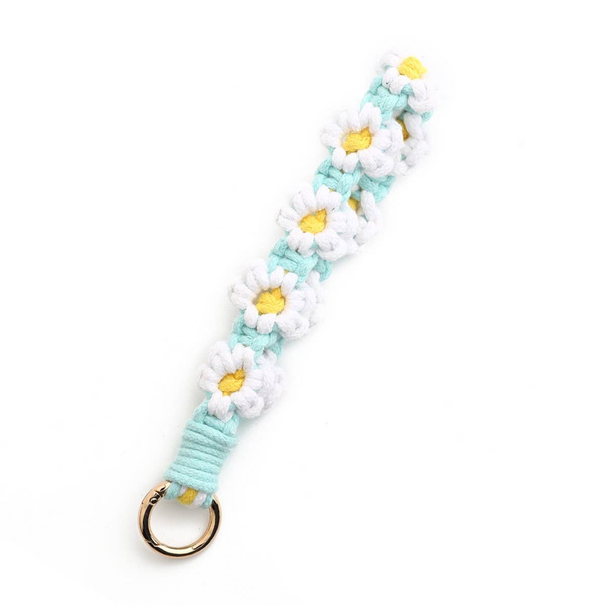 DAISY WRIST STRAP NORDIC WOVEN KEYCHAIN PENDANT_CWAB5023