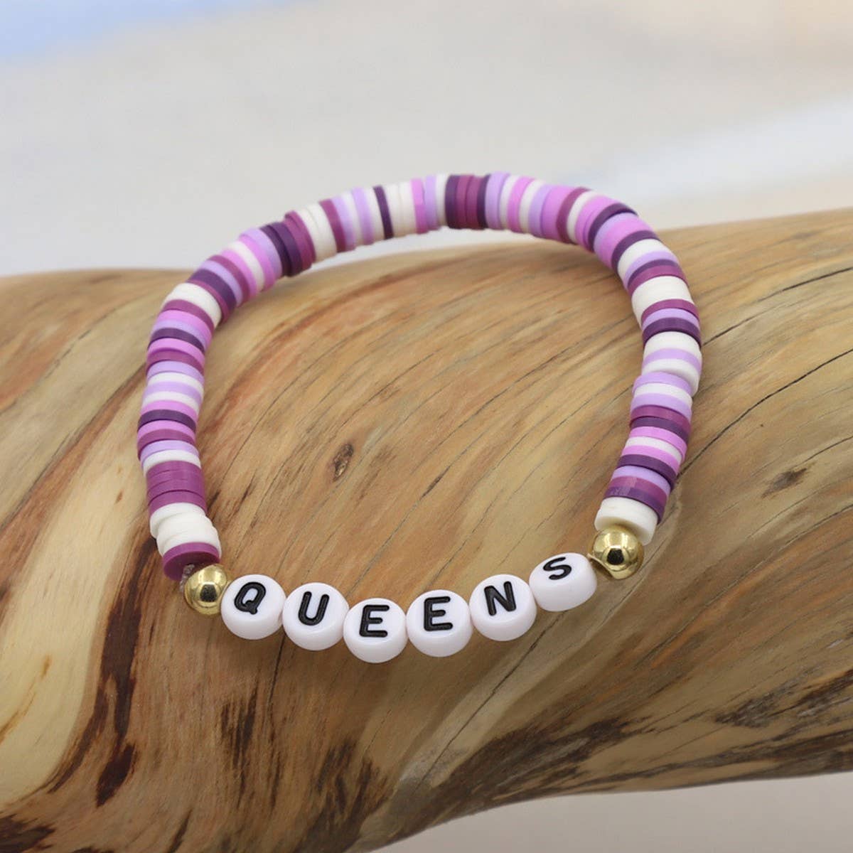 COLORFUL POLYMER CLAY LETTER BEADED BRACELET_CWMM3570
