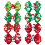 CHILDRENS SANTA CLAUS PRINTED BOW HAIRPIN_CWAHA2364