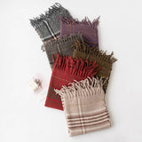 PLAID TASSEL SCARF SOFT WARM FAUX CASHMERE WRAP_CWASC0997