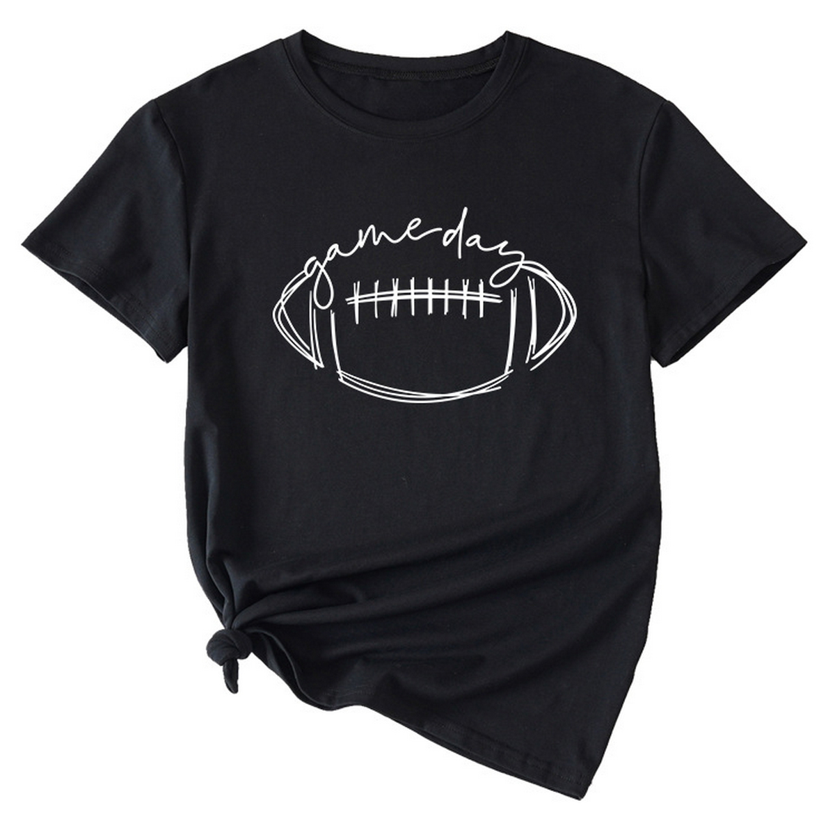 Wome Casual Tee With Fun Football Print_Cwdsd8368