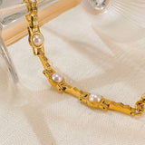 ELEGANT PEARL CHAIN BRACELET GOLD PLATED STEEL_CWAJE4844