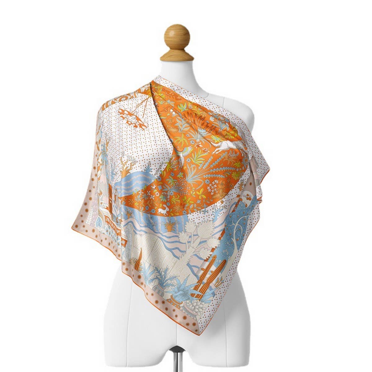 SILK FEEL SQUARE SCARF FOR TRAVEL STYLING_CWASC0651