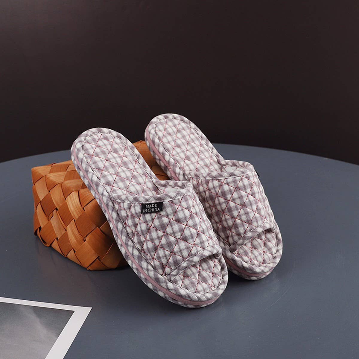 THICK COTTON INDOOR SLIPPERS WITH FABRIC SOLE_CWSHF0173