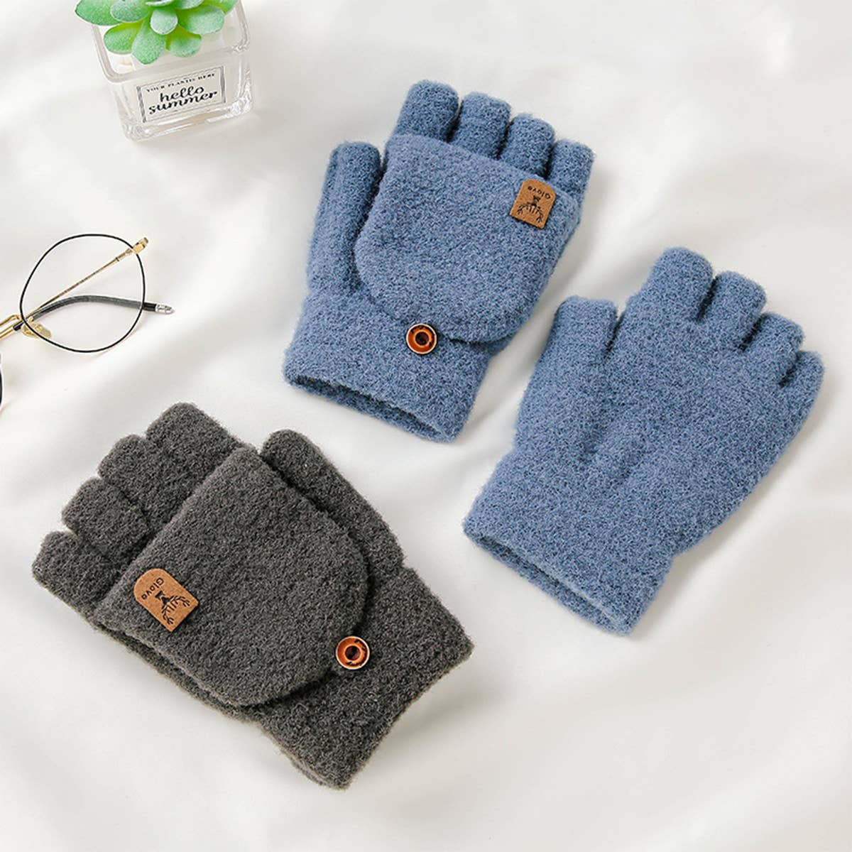 MEN S WINTER FLIP MITTENS KNIT HALF FULL FINGER_CWAG0524