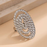 IRREGULAR GEOMETRIC ELLIPSE ALLOY WINDING RING_CWMM3229