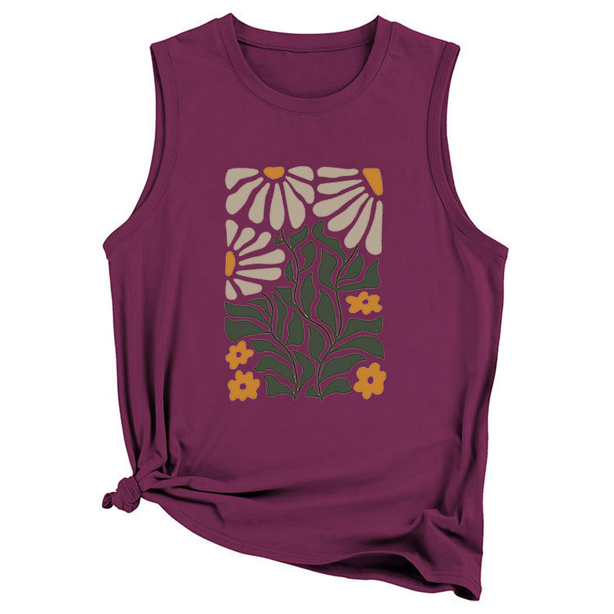 NTAGE YELLOW FLOWER VEST FOR WOMEN SLEEVELESS_CWTTSL0414