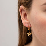 18K GOLD STAINLESS STEEL STARFISH PENDANT EARRINGS_CWASC1672