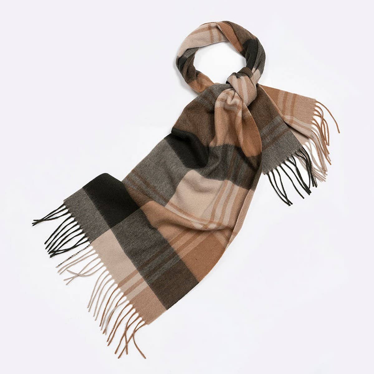 100% WOOL PLAID SCARF SOFT REVERSIBLE WRAP_CWASC2348