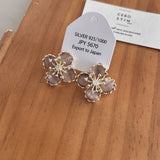 CATS EYE STONE FLOWER EARRINGS_CWAJE1284