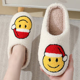 SMILING FACE SANTA CLAUS HOUSE CHRISTMAS SLIPPERS_CWSHS0260