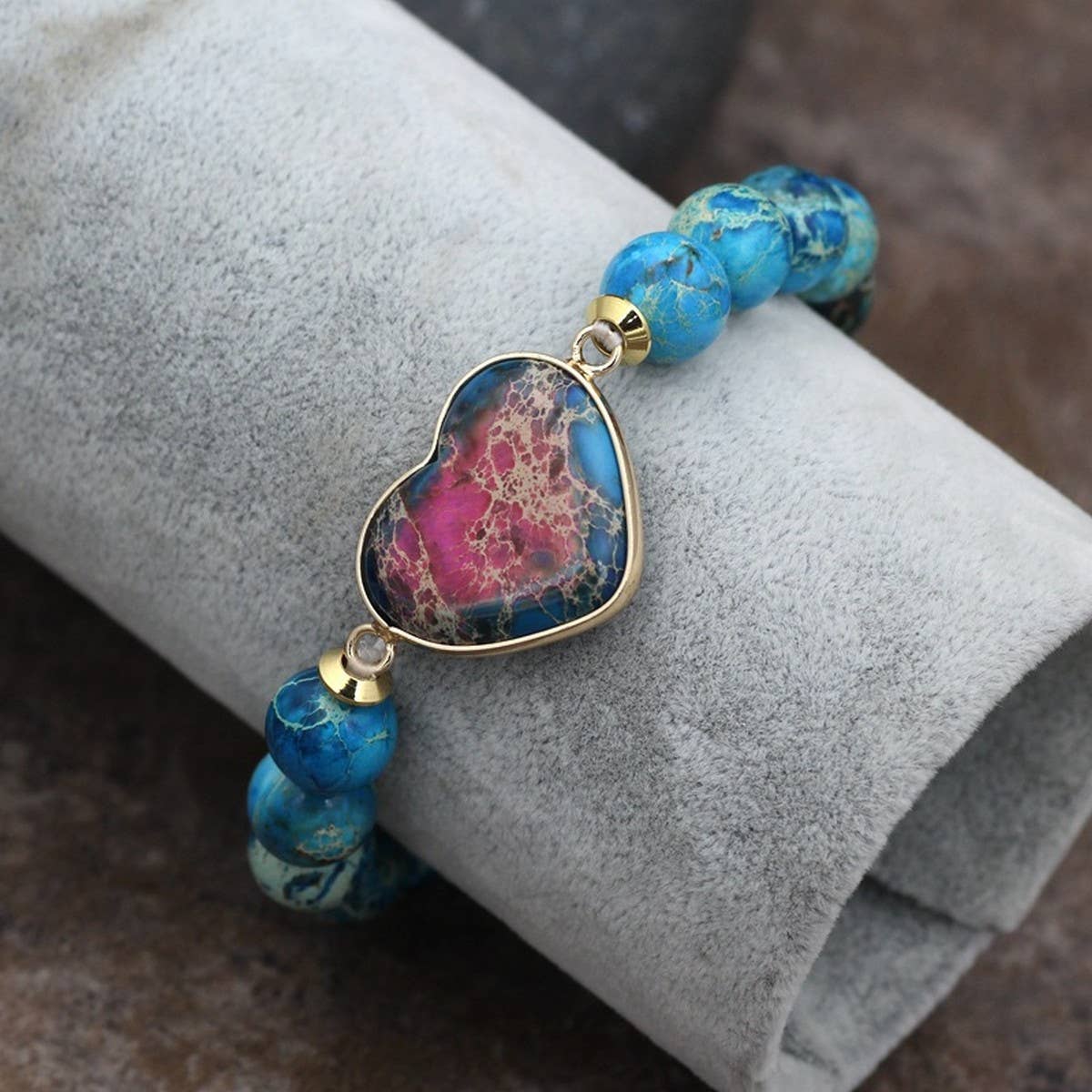 HEART 10MM BEADED BRACELETS WITH STRETCHY BANDS_CWAJE3937