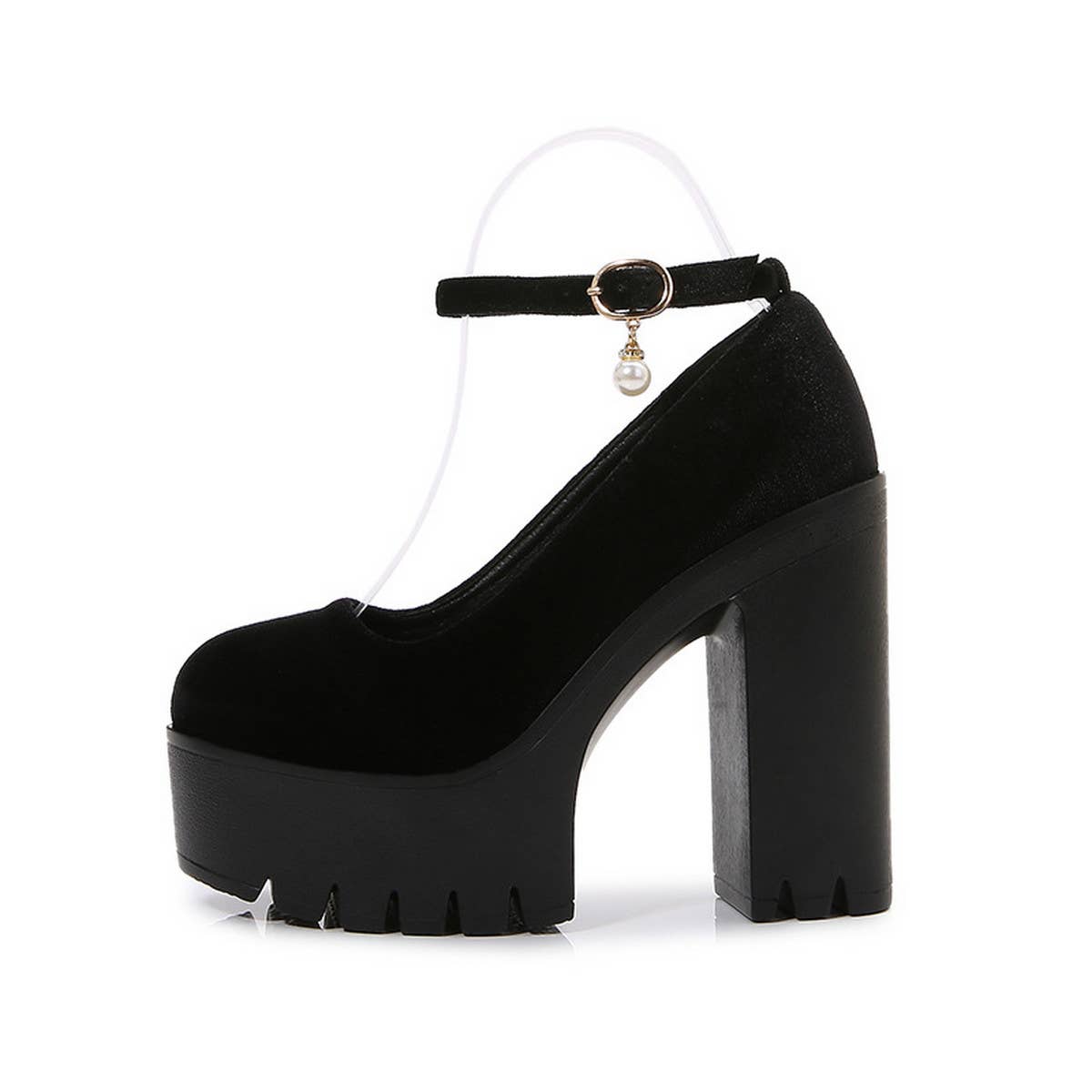 ROUND TOE FLAT BUCKLE PLATFORM HIGH HEELS_CWSHS0648