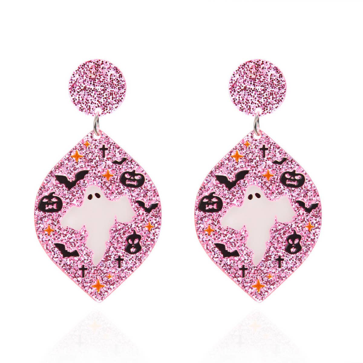 HALLOWEEN FUNNY PUMPKIN BAT LEAF EARRINGS_CWAJE2421