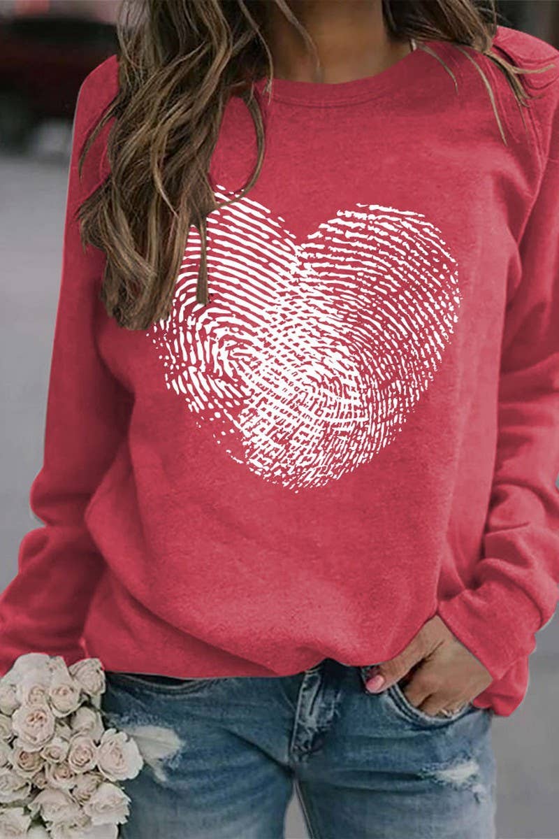 Valentine Day Heart Print Long Sleeved Pullover_Cwtstl0989