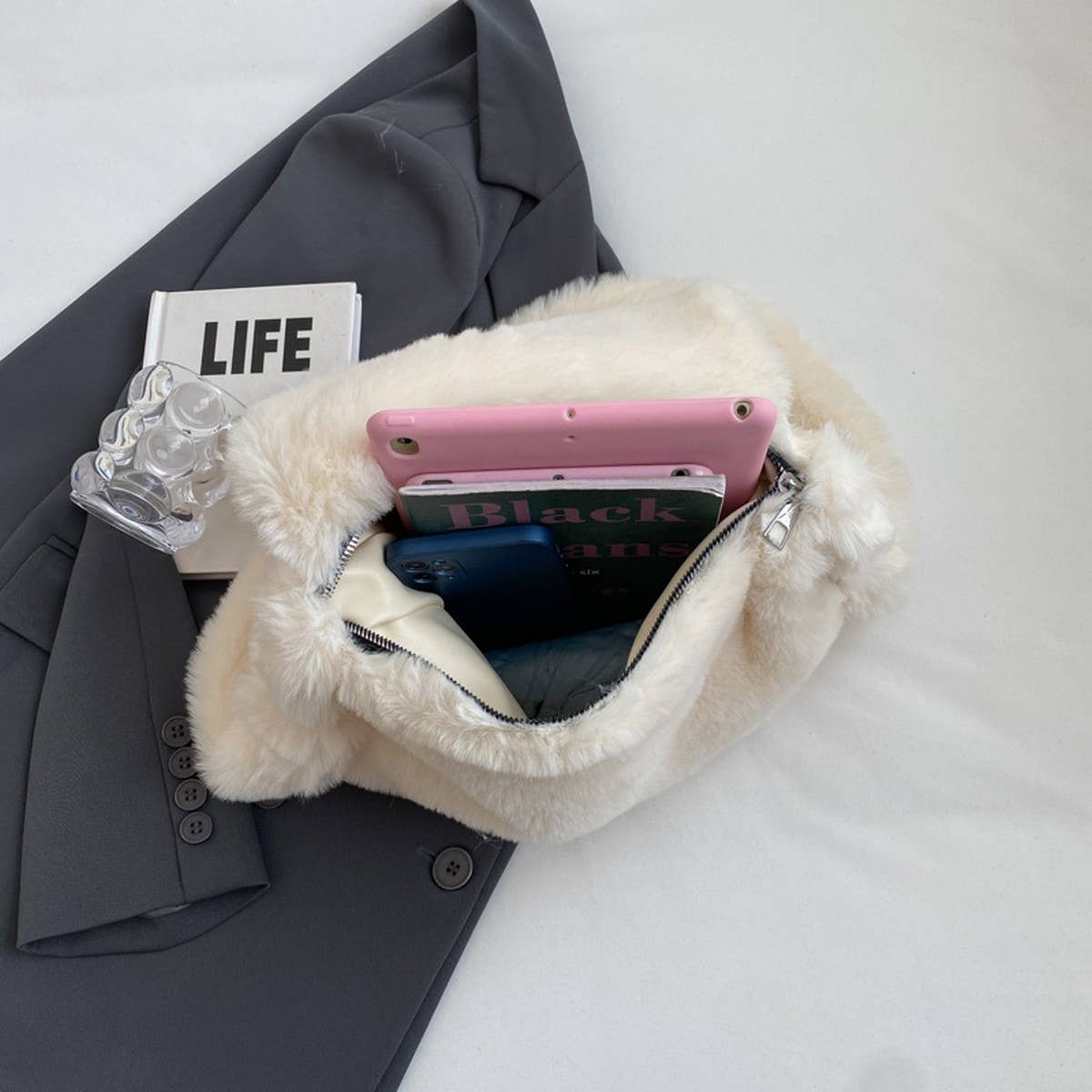 Winter Crossbody Faux Rabbit Fur Plush Bag_Cwab3928