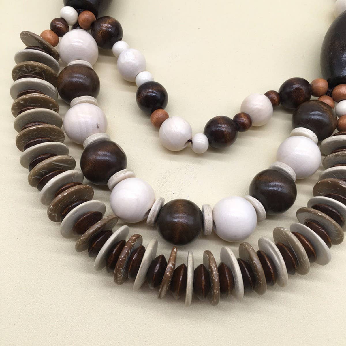 Wooden Beads Multi-Layer Handmade Long Necklace_Cwmm4921