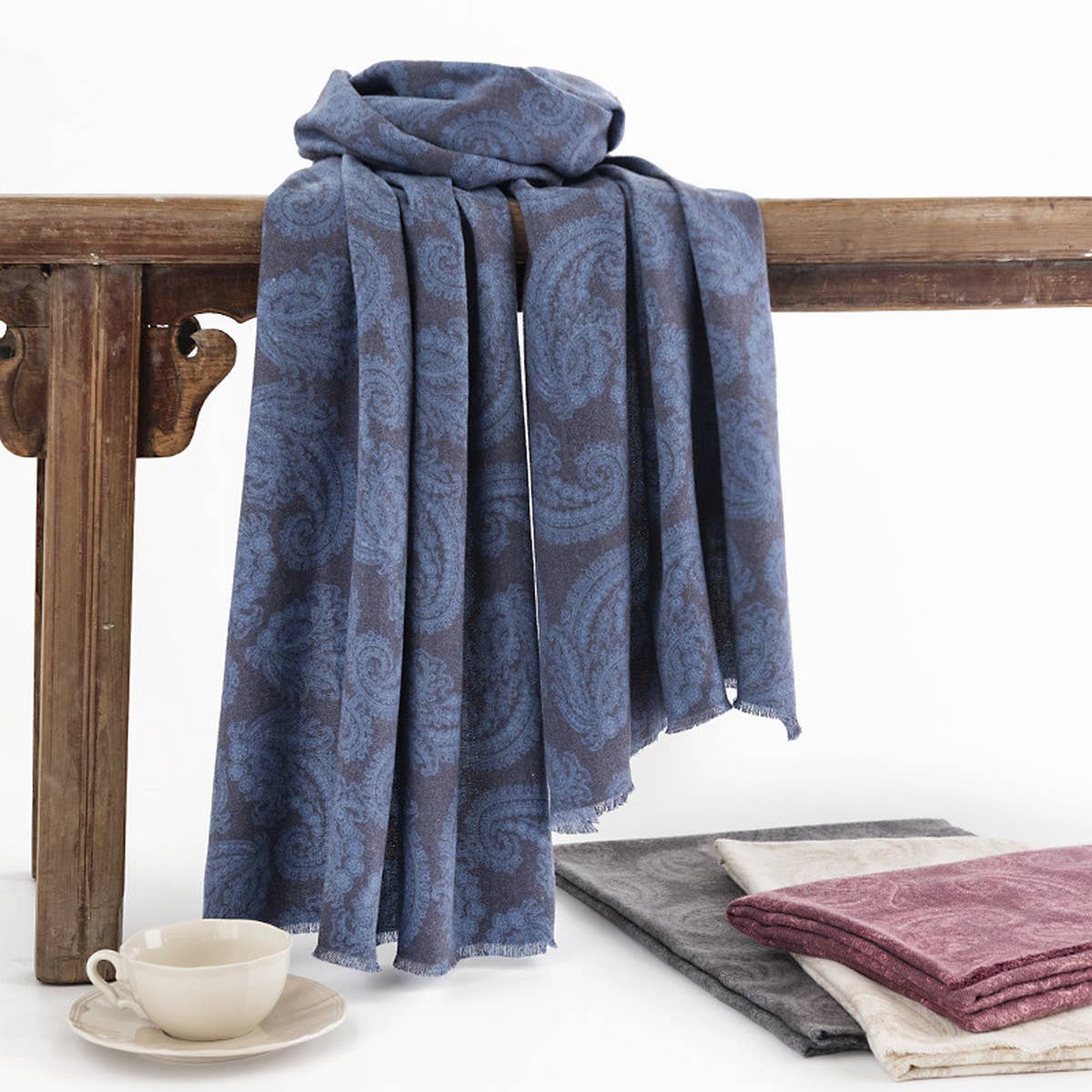 PAISLEY SCARF VINTAGE WINTER FAUX CASHMERE WRAP_CWASC0439