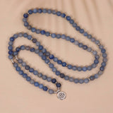 108 BLUE AVENTURINE LOTUS PENDANT BEADED BRACELET_CWAJE3923