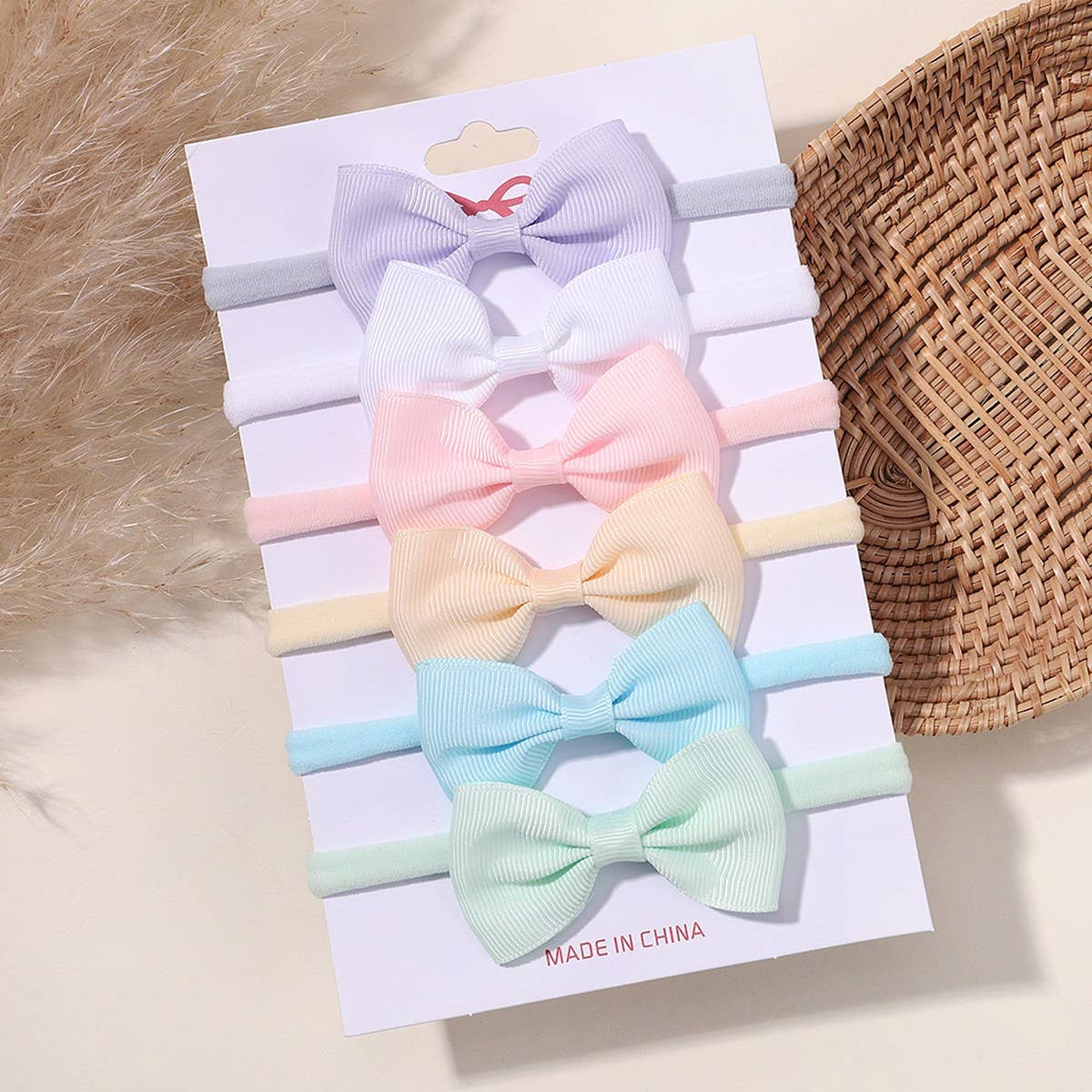 KIDS BOW HEADBAND SET ELASTIC NYLON NO MARKS_CWAHA6720