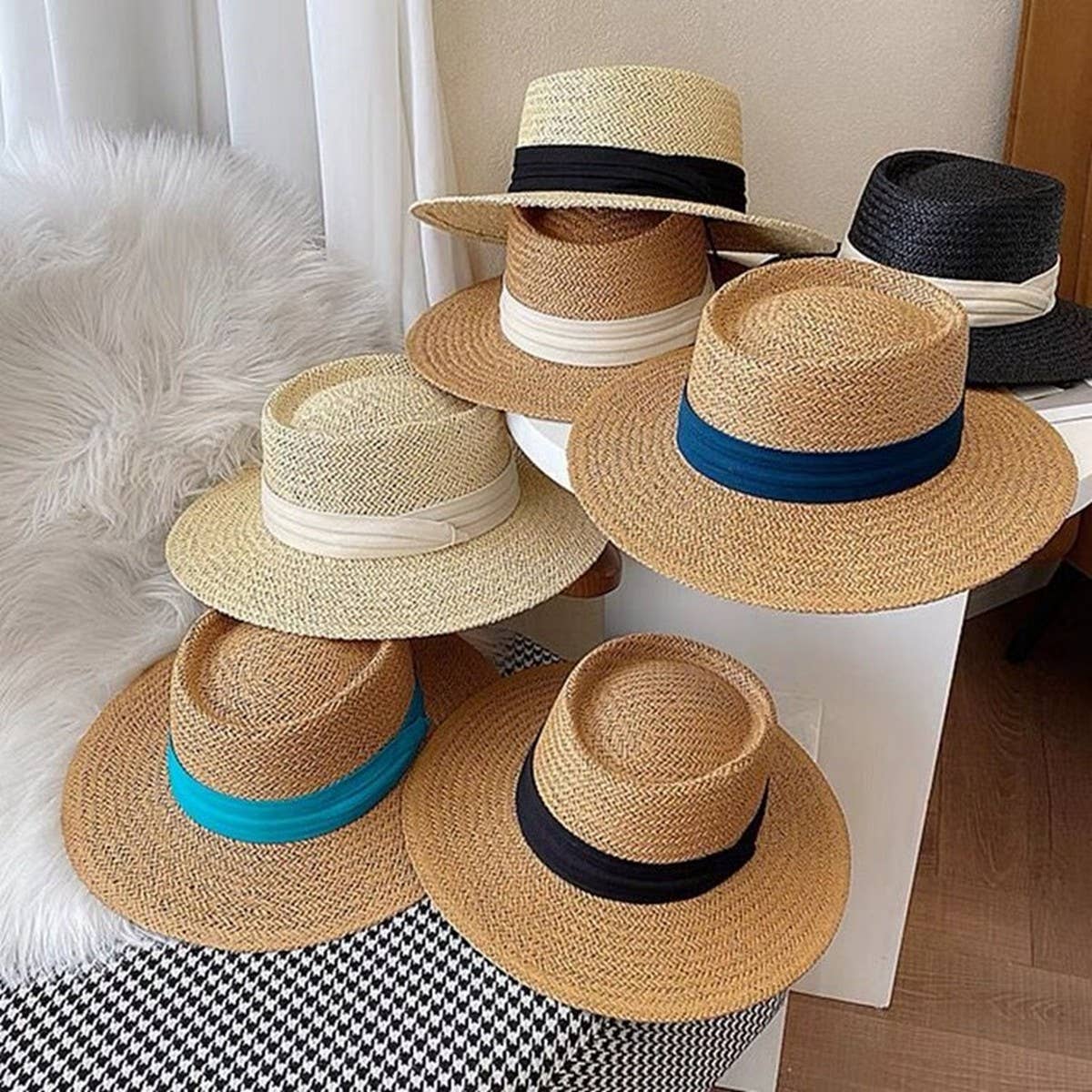 BEACH VACATION SUN FEDORA STRAW HATS FOR WOMEN_CWAH1151