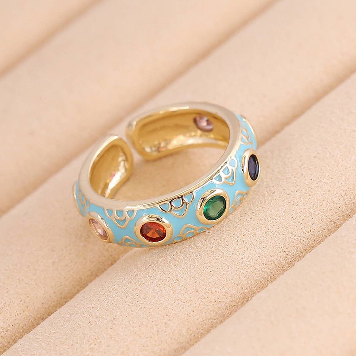 MULTICOLOR OIL DRIP OPEN PERSONALITY HIP HOP RING_CWAJE1743