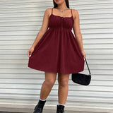 SLEEVELESS MINI DRESS WAIST SLIM STRAPPY FIT_CWDHL1043