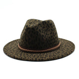 LEOPARD PRINT HAT JAZZ HAT WOOLEN HAT WIDE BRIM HAT_CWAH2604