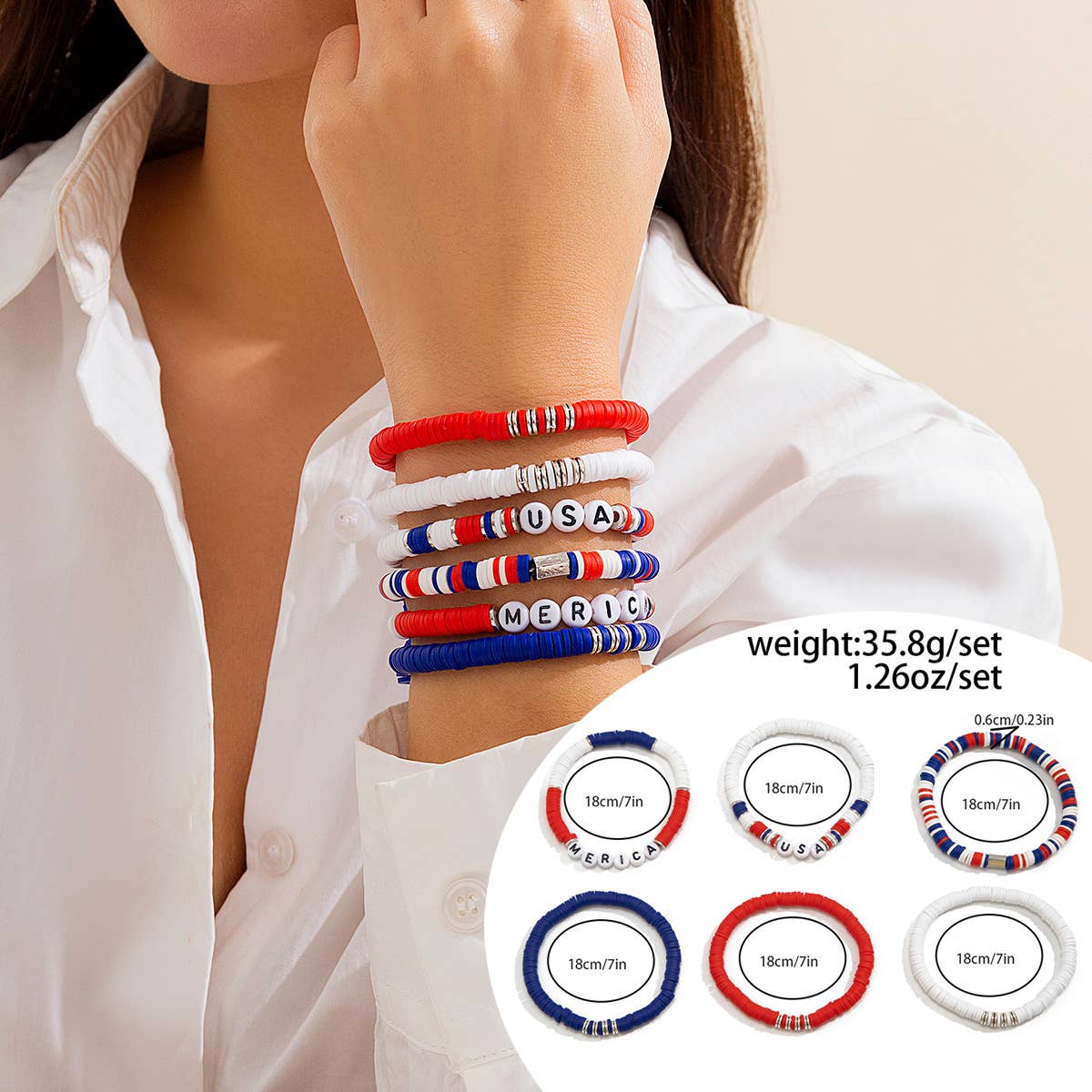 NEW FLAG CONTRAST COLOR BEADED BRACELET_CWAJE1473