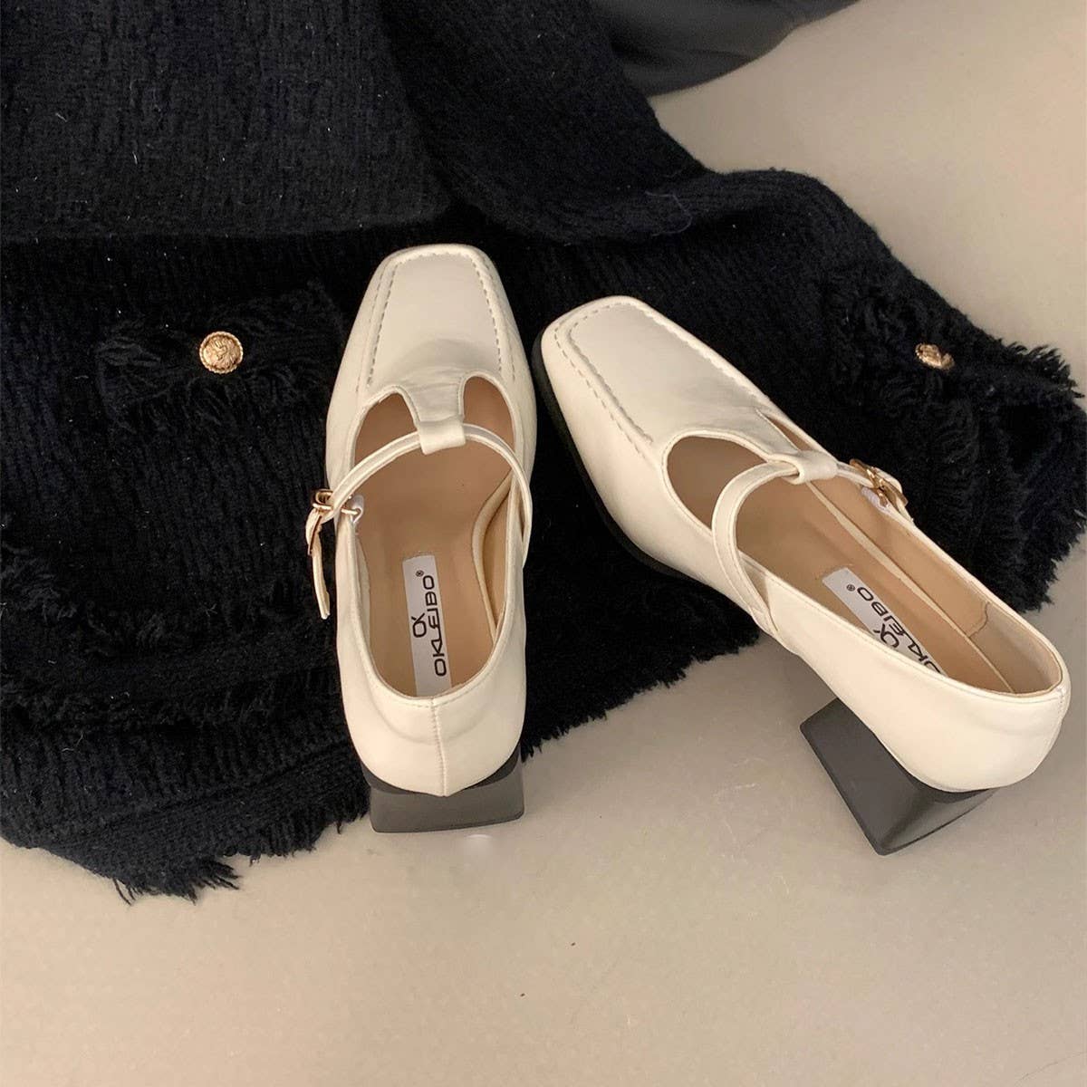 SILVER MARY JANE SHOES WOMEN CHUNKY HEEL_CWSHF0146