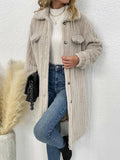 Womens Woolen Coat In Solid Color With Lapels