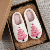 COZY PINK XMAS SLIPPERS THICK SOFT HOME SHOES_CWSHF00217