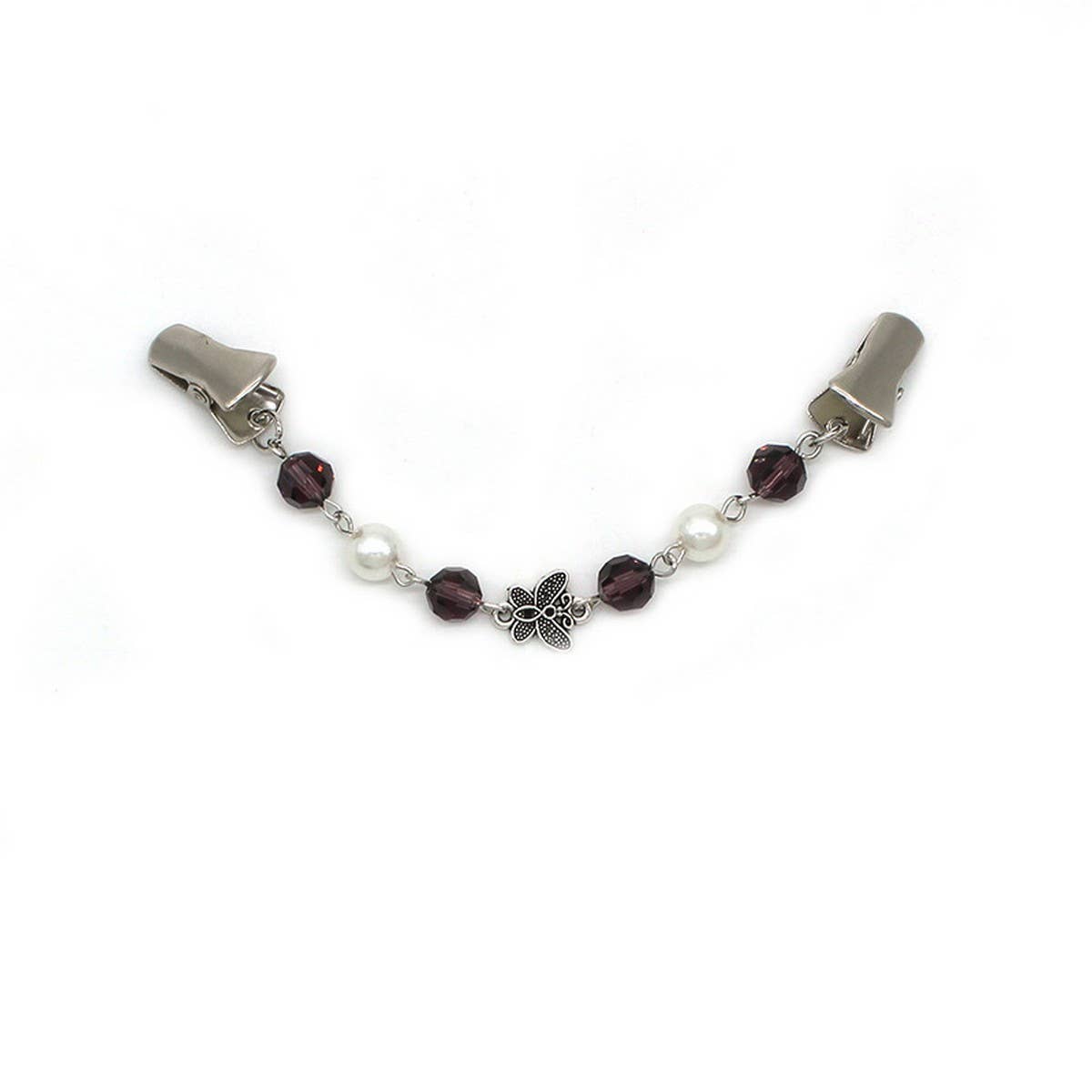 NEW CRYSTAL PEARL BUTTERFLY CHAIN SHAWL CLIP_CWMM2195