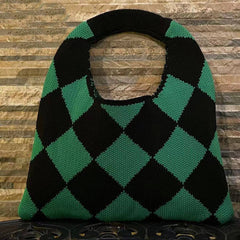 Women Casual Plaid Knitted Clutch Bag_Cwab0855