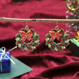 FASHION CHRISTMAS WREATH BUTTERFLY ALLOY EARRINGS_CWMM2629