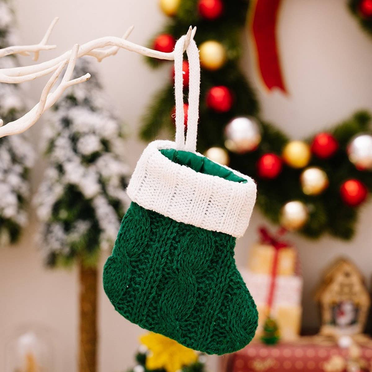 Cwag00595_Nordic Pink Mini Knitted Christmas Stocking