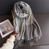 Colorblock Plaid Tassel Scarf Wrap For Winter_Cwasc03275
