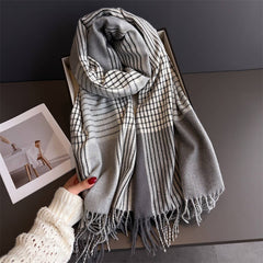 Colorblock Plaid Tassel Scarf Wrap For Winter_Cwasc03275