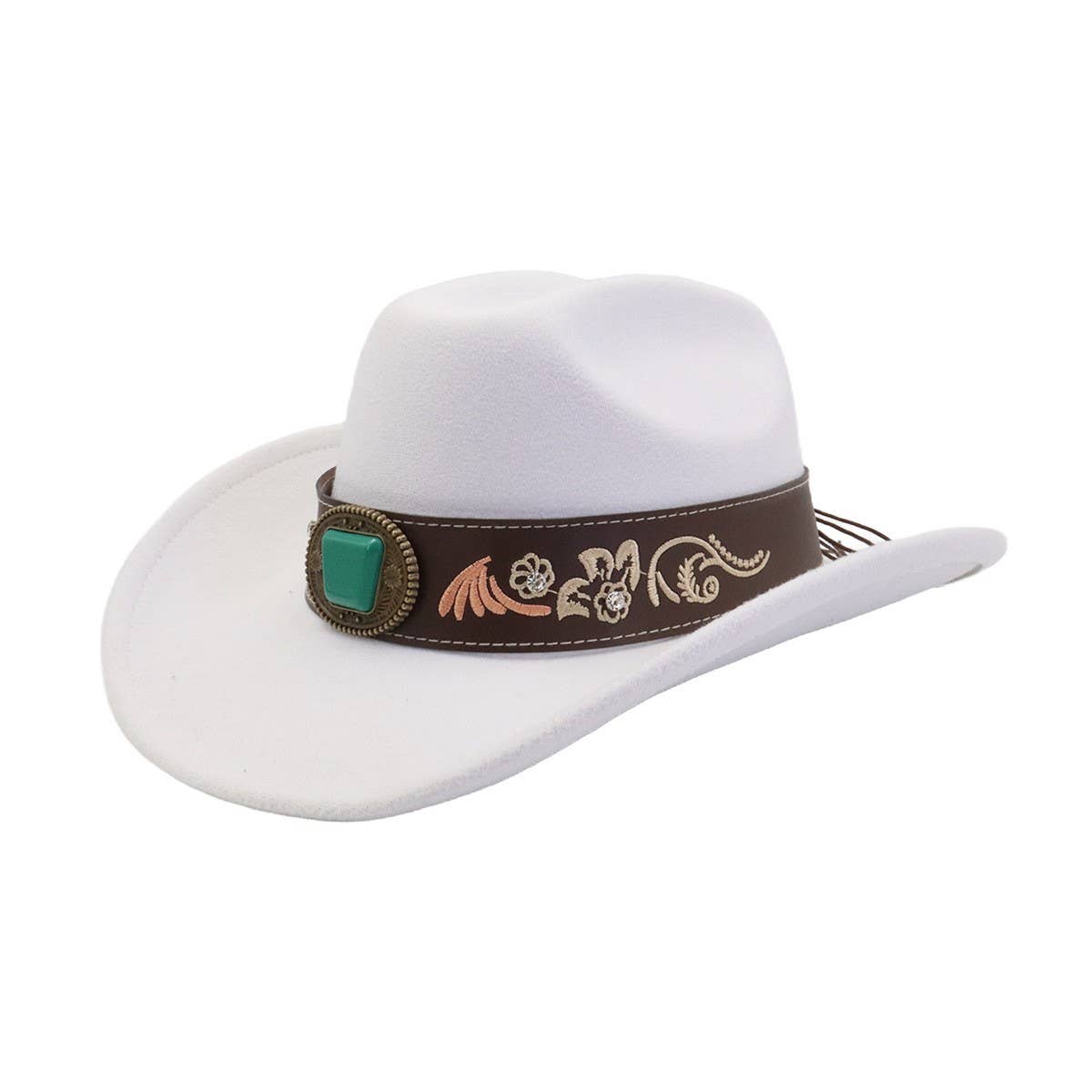 Western Ethnic Wool Felt Fedora Cowboy Hat_Cwah04487