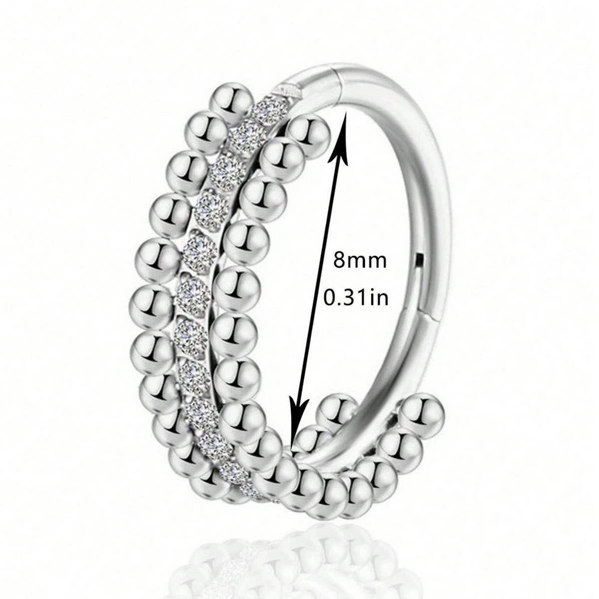 SEAMLESS ZIRCON NOSE RING IN STAINLESS STEEL_CWMM9526