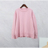 Solid Color Crew Neck Knit Pullover Sweater