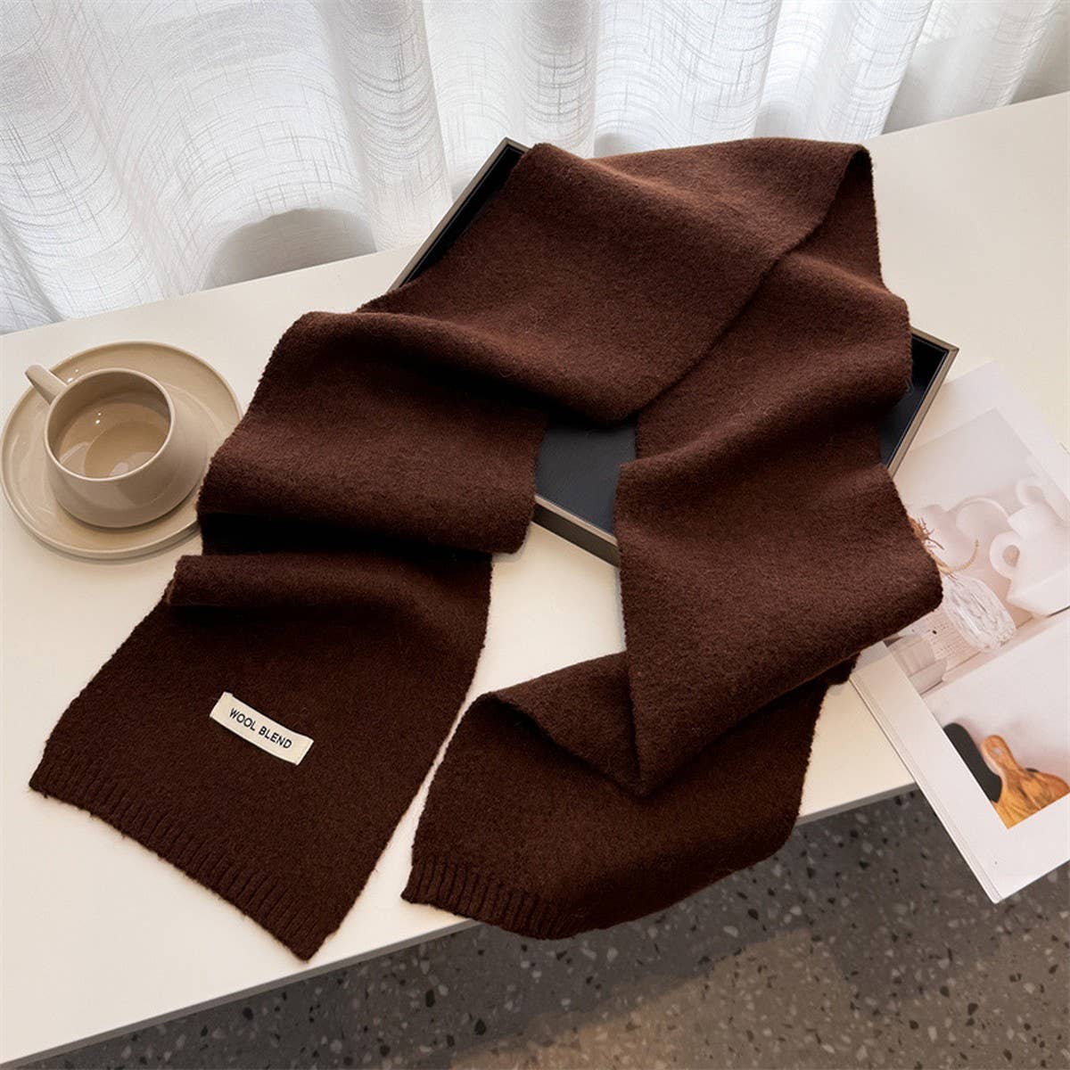 Solid Knit Scarf Soft Warm Winter Shawl_Cwasc03456