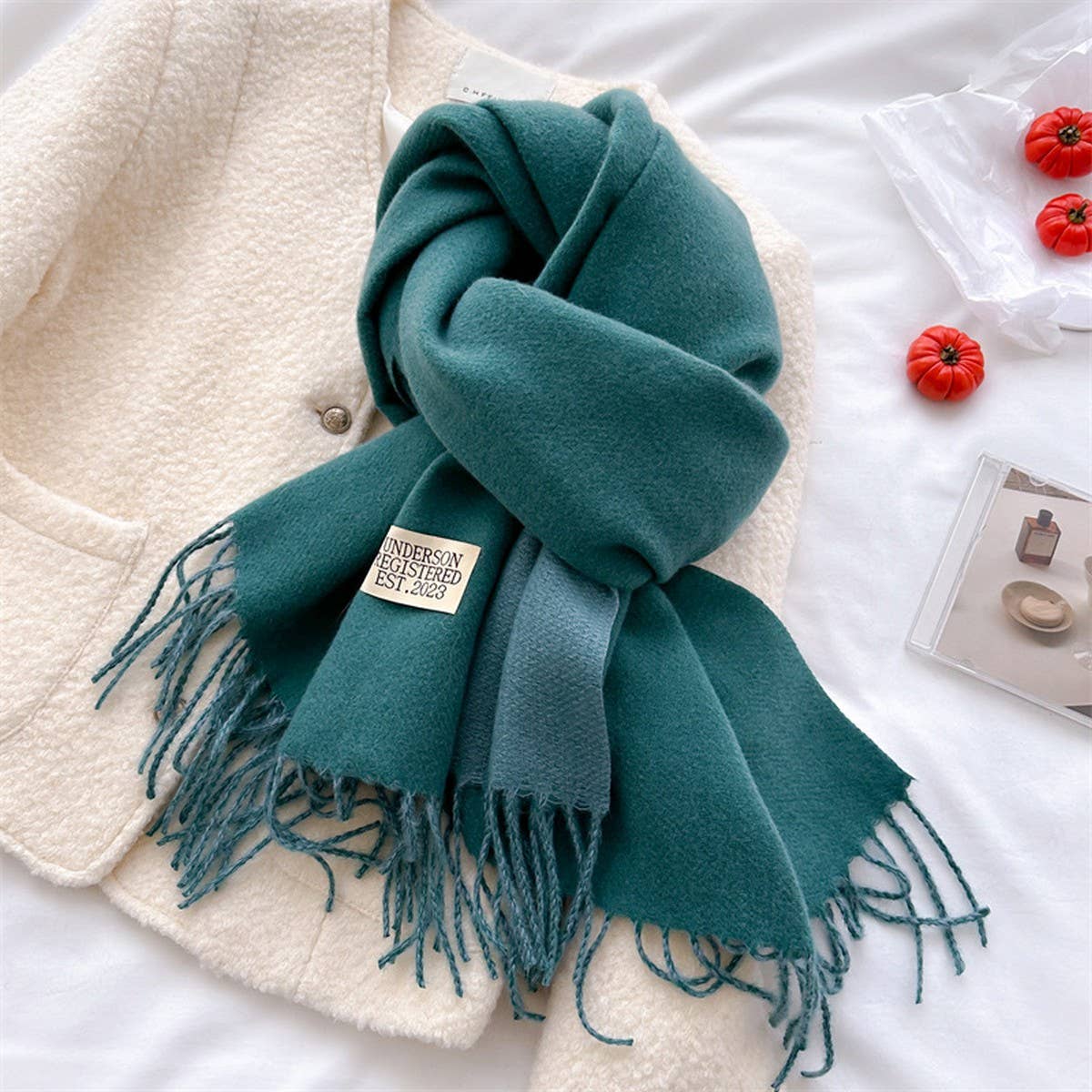 DOUBLE SIDED FAUX CASHMERE SCARF SOLID COLOR SHAWL_CWASC0968