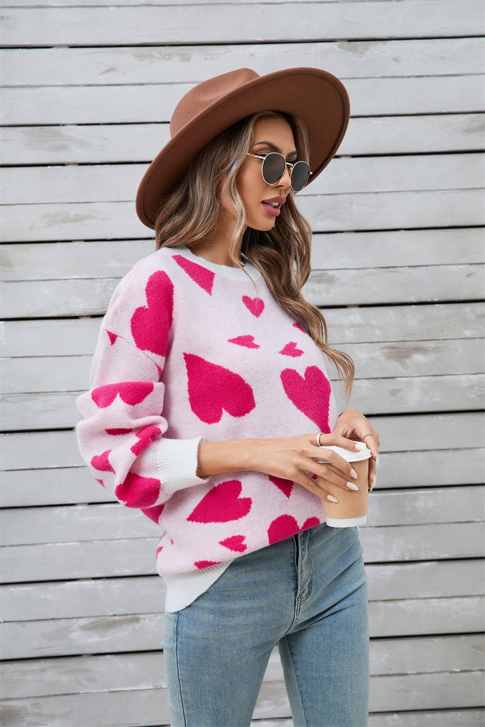 Valentines Day Matching Heart Jacquard Sweater