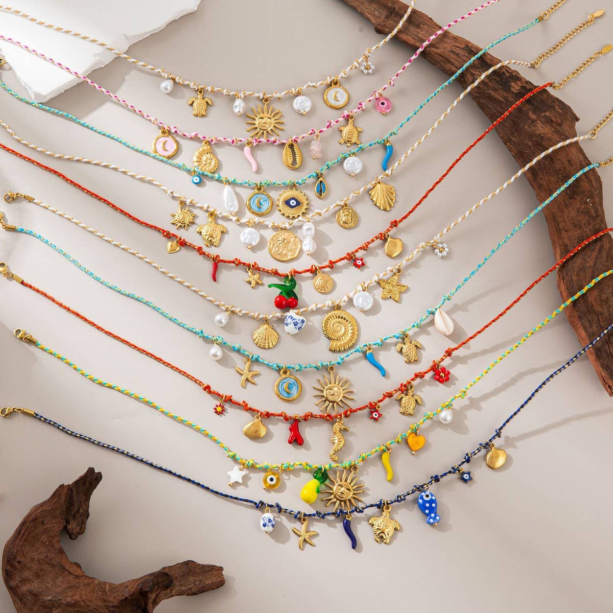 Unique Rope Chain Necklace Lotus Feather Elephant_Cwaje05663