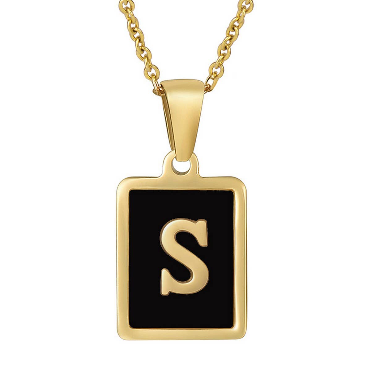 18K STAINLESS STEEL SQUARE 26 LETTER NECKLACE_CWAJE0679