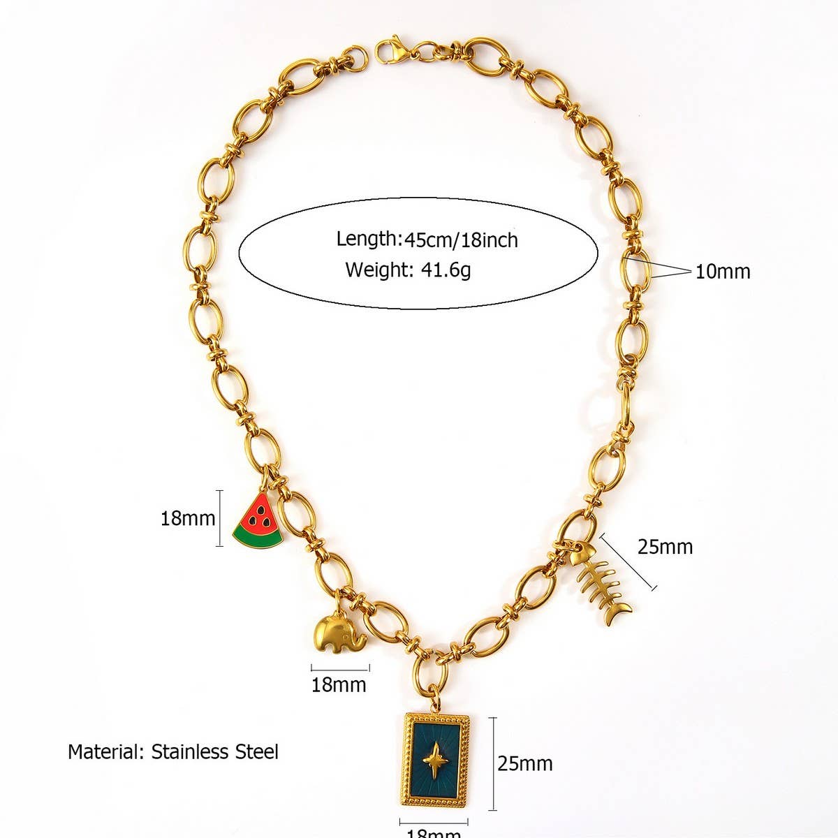 ORIGINAL STEEL OCEAN NECKLACE WITH ENAMEL PENDANT_CWMM8846